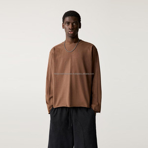 Drop Shoulder Cotton Wide <b>High</b> Mock <b>Neck</b> Heavy Weight Heavyweight <b>T</b>-<b>Shirts</b> Fit Custom Boxy Oversized <b>T</b> <b>shirt</b> for men - Product Image 3