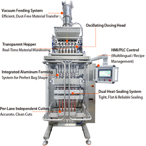 Tự động đường Stick máy đóng gói servo Auger Filler đa Lane PLC màn hình cảm ứng 304ss Nitơ Đỏ bừng Stand-Up Pouch - Product Image 2