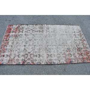 <b>Vintage</b> 3.2 X 6.1ft Turkish Wool <b>Rug</b> Beige & Red Patchwork Flat Weave for Living Room Decorations with Latex Backing - Product Image 3