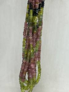 Collar de 7 Hilos de Cuentas Facetadas de Turmalina Multicolor y Esmeralda Natural de 2.70MM a 3.9MM, Longitud de 7 Pulgadas, 273.70 Quilates - Product Image 2