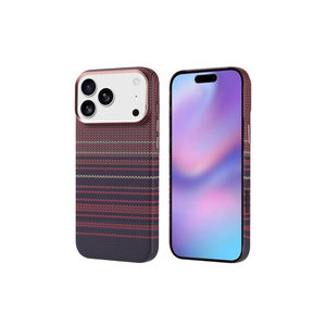 Coque souple en TPU Netzy 14 Plus pour iPhone 17 Pro Max Rouge Série SAFA Nekst compatible MagSafe motif fibre de carbone givré - Product Image 1