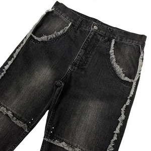 Factory Wholesale Hip Hop Plus Size Pants <b>Ripped</b> Denim Trousers Custom Designer Straight Leg <b>Jeans</b> <b>Men</b> Rough <b>Jeans</b> - Product Image 3