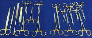 Kit de 48 instruments chirurgicaux dentaires à manche doré pour la chirurgie générale, réutilisable, écologique, certifié CE Classe I - Product Image 2