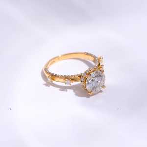 Bague de fiançailles en diamant de couleur D, clarté VVS1, or 14 carats, sertie à griffes, certifiée, pour femme, personnalisable, directement de l'usine - Product Image 6