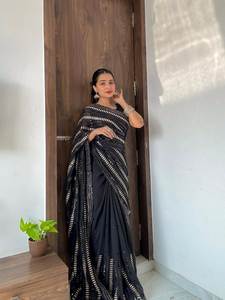 Bollywood Design Georgette Saree à la mode imprimé dessiné à la main belle blouse en viscose brodée pour les vêtements de mariage de fête des adultes - Product Image 2