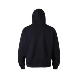 Sudadera con Capucha Negra Unisex, Holgada, Versátil, de Color Sólido, Estilo Americano, con Estampado Invernal, 100% Algodón, 380g, ODM - Product Image 4