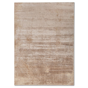 Entropy Ivory <b>Hand</b> Knotted Wool Bamboo Silk Rug AKWB-3573 10mm Thick Rectangular Home Floor Model Abstract for Hallway Handmade - Product Image 1