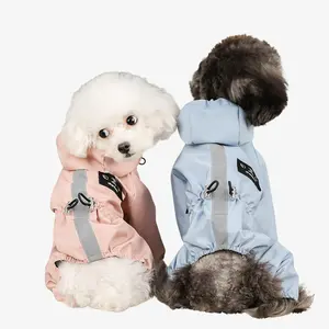 Graziosa vendita calda impermeabile per animali domestici con cappuccio giacca leggera antipioggia per cani impermeabile riflettente regolabile tuta per cani