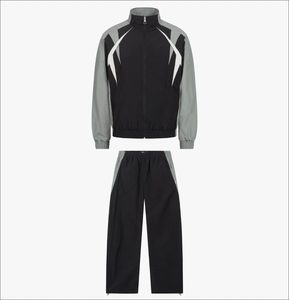 ชุดวอร์ม2ชิ้นสำหรับผู้ชายเสื้อแจ็คเก็ตและกางเกงผ้าไนล่อนแบบย่นสำหรับใส่วิ่งเล่นกีฬาน้ำหนักเบา - Product Image 1