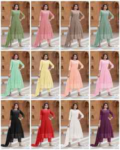 Nouvelle collection de Kurti pantalon en georgette de qualité supérieure, style indien, avec travail lourd de type Shiffli, avec dupatta, fournisseur indien - Product Image 6