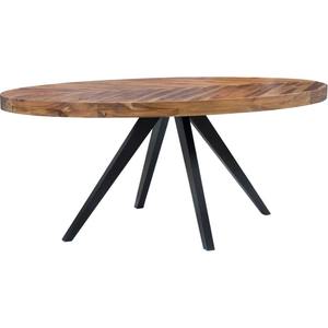 Mesa de Comedor Ovalada Simple con Mesas Elevables de Madera Maciza y Patas de Metal, Mesas de Exterior, Juegos de Comedor para Sala de Estar - Product Image 1