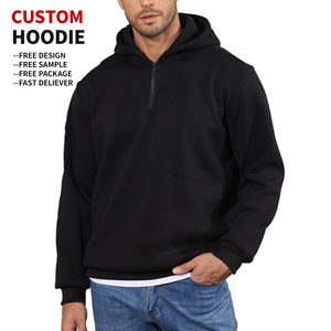 Sweat à capuche unisexe surdimensionné en polaire d'hiver avec fermeture éclair 1/4, personnalisable, brodé, de haute qualité, écologique, pour hommes, vente en gros - Product Image 1