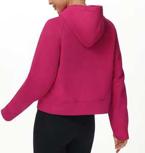 Custom Women's Full Zip <b>Hoodie</b> Jacket Wool Workout Crop Top Sweatshirt With Pocket <b>Thumb</b> <b>Hole</b> - Product Image 3