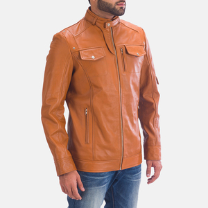 Blouson d'hiver en cuir pleine fleur de haute qualité, imperméable, respirant, éco-responsable, style motard - Product Image 3
