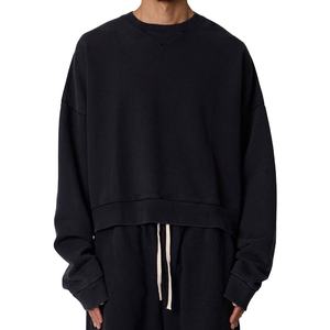 Sweat-shirt à capuche surdimensionné pour homme en molleton de coton lourd Streetwear Logo personnalisé Épaule tombante Col rond Sweat-shirt - Product Image 5