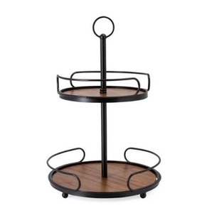 Round Shape <b>Wooden</b> <b>Cake</b> <b>Stands</b> Natural & Black Colored Single Tier Display <b>Stand</b> Wedding Birthday Party <b>Cake</b> <b>Stand</b> - Product Image 4