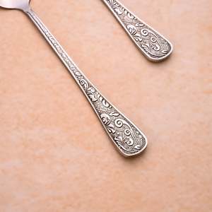 <b>Set</b> of 2 <b>Silver</b> Blossom <b>Tea</b> Spoons with Elegant Flower Design - Product Image 5
