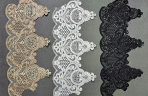 Encaje de poliéster suave con bordado metálico de lentejuelas y pedrería, tacto suave, para decoración de lehengas de novia, exportación a granel TSL 9 7" - Product Image 2