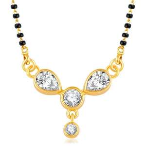 Kriaa American Diamond Gold Plated Mangalsutra 1500629 Premium Fine Jewelry Set - Product Image 1