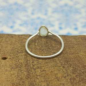 Rainbow Moonstone Bezel <b>Thin</b> Band 925 Sterling Silver Tear Drop Shape <b>Ring</b> Diamond Women's Jewelry Wholesale 925 Silver <b>Ring</b> - Product Image 4