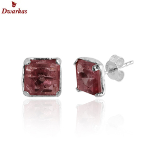 Pendiente de tuerca con textura de piedras preciosas de cuarzo Turmalina de Plata de Ley 925 de alta calidad para damas y niñas, joyería de regalo - Product Image 1