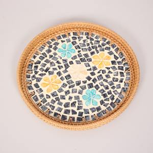 Bandejas redondas de ratán nácar de la mejor calidad decorativa hecha a mano bandeja natural personalización aceptar - Product Image 5