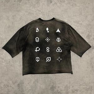 T-shirt à épaules tombantes et décolorées avec le soleil T-shirts délavés à l'acide Impression graphique personnalisée vierge pour hommes T-shirts de mode d'extérieur pour hommes - Product Image 2