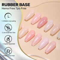 Base de Caoutchouc Sans HEMA Nude Gel UV Couleur Base de Vernis à Ongles Sans HEMA Gel Constructeur Caoutchouc pour Ongles Soak Off UV LED Transparent