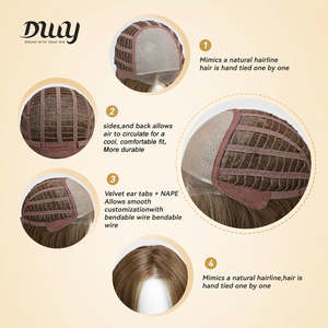 Bonna-DWY Free Part Long Wavy Brown Synthetic <b>Wig</b> Short Curly Layered Headband Style Light Brown Lace Front Mono Lace Front - Product Image 5