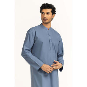 Kurta en coton pour homme KR-STY25-073 avec salwar kameez coupe classique pour les fêtes estivales - Product Image 4