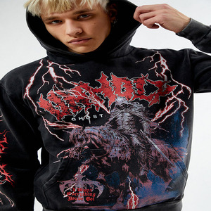 Sweats à capuche imprimés bouffants OEM lettres graphique Streetwear à capuche 300-400Gsm pull lourd personnalisé Terry Puff sweat à capuche imprimé hommes - Product Image 3