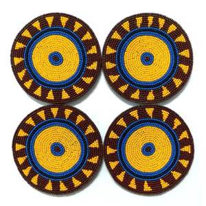 Posavasos hechos a mano, posavasos con cuentas, decoración de cuentas de semillas, alfombrillas bordadas para bebidas, accesorios bohemios para el hogar, vajilla única - Product Image 3