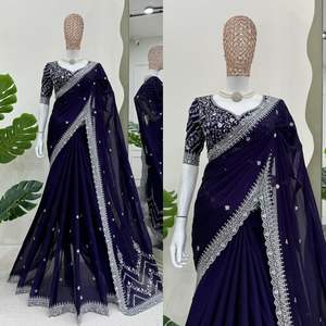 คอลเลกชันส่าหรีผ้าไหมทริบบี้หนักและโมโนผ้าไหม Bangalore งานฝีมือที่ประณีตสำหรับผู้ค้าปลีก - Product Image 4