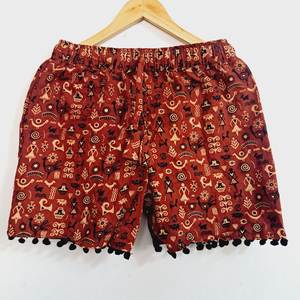 Femmes Boho bohème été maillots de bain Ajrakh Bermuda Cargo Shorts lâche taille élastique dentelle décoration écologique respirant - Product Image 1