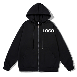 Sudadera con capucha y cremallera con estampado bordado personalizado para hombre OEM Boxy Fit Gym Workout Activewear Sudaderas con capucha unisex con cordón largo para invierno - Product Image 1