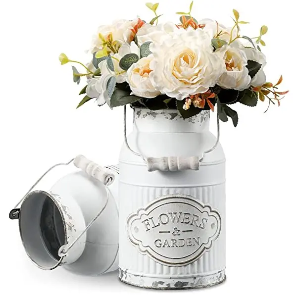 Vaso de flores galvanizado para decoração de mesa, vaso de flores de cor branca, uso em massa, mais vendido