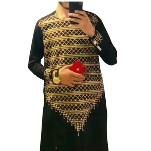 Dernière conception de broderie imprimé Patch Design élégant noir Salwar Kameez Afghanistan robe islamique Punjabi Afghan vêtements d'extérieur - Product Image 1