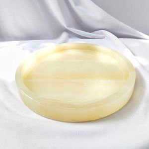 Bandeja redonda de resina con aspecto de mármol crema, plato decorativo para servir, posavasos para aperitivos, velas, joyas, decoración moderna y minimalista para el hogar - Product Image 4