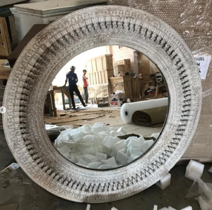 Espejo de pared de madera hecho a mano con tallado decorativo para boda, decoración del hogar en sala de estar, dormitorio, configuración de muebles de entrada - Product Image 1