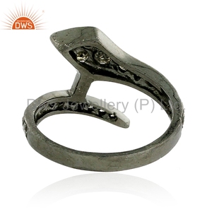 Pave Diamond Snake diseño anillo de plata 925 para mujer fabricante de anillo antiguo joyería India - Product Image 4