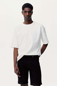 Short de Haute Qualité pour Homme, Coupe Slim, 5 Poches, Bleu Denim, Confortable, Légèrement Extensible, Non Tissé, Vente en Gros - Product Image 5