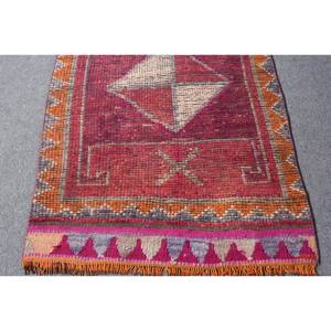 Vintage 28x104ft Kilim tapis rose Orange 3D plat tissage Technique Patchwork laine Latex support-pour couloir Rectangle espace-de - Product Image 4