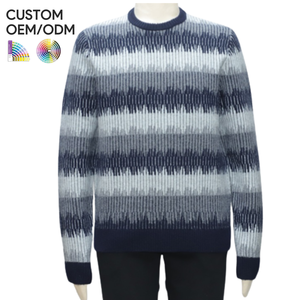 Pull en laine pour homme à col rond noir, tricot torsadé, hiver, séchage rapide, respirant, anti-boulochage, personnalisé OEM ODM standard - Product Image 1