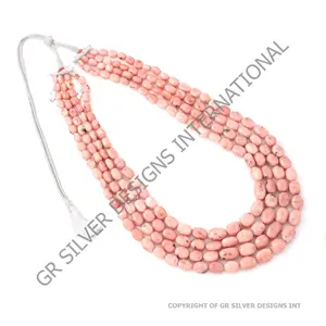 Collier de perles en opale rose naturelle en forme de pépite 8.5-18mm environ, collier mala en perles d'opale rose, collier en opale rose