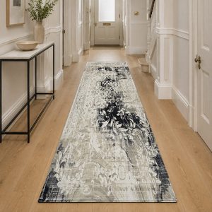 Alfombra de Chenilla Lavable a Máquina con Estampado Digital Tradicional Anatolia en Gris Plateado, Antideslizante, Modelo LXDP-0071 de RUGS DEPOT, Venta al Por Mayor - Product Image 5