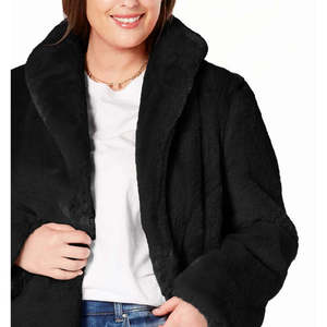 INC International Concepts Cappotto Teddy in Ecopelliccia Nera Taglia 1X Plus Size per Donna, Parka Reversibile in Lana con Imbottitura in Cotone, Lungo - Product Image 2