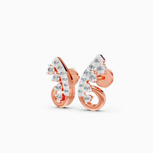 Boucles d'oreilles clous classiques plaquées or rose 10K, motif fleur, zircon rouge taille coussin, accents de diamants, sertissage clos, romantiques pour femme - Product Image 6