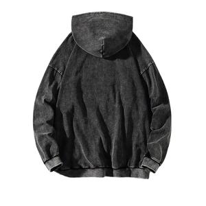 Conjunto de pantalones de chándal con cremallera y parche bordado desgastado personalizado para hombre 100% algodón transpirable lavado ácido otoño - Product Image 2