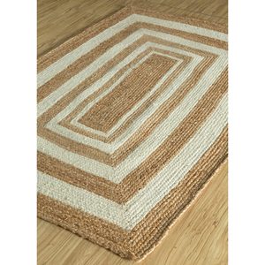 พรมปูพื้นทรงสี่เหลี่ยมผืนผ้าลายทางเรขาคณิตสีเบจน้ำตาล Nomadic Threads รุ่น PDJT-267 ทำจากปอกระเจาทอแบบแบน เหมาะสำหรับตกแต่งบ้าน ห้องนั่งเล่น และทางเดิน - Product Image 2