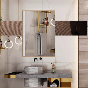 Miroir mural en acier inoxydable doré de grande taille au design moderne, directement de l'usine, pour la décoration intérieure, salle de bain, hôtel, éclairé - Product Image 5